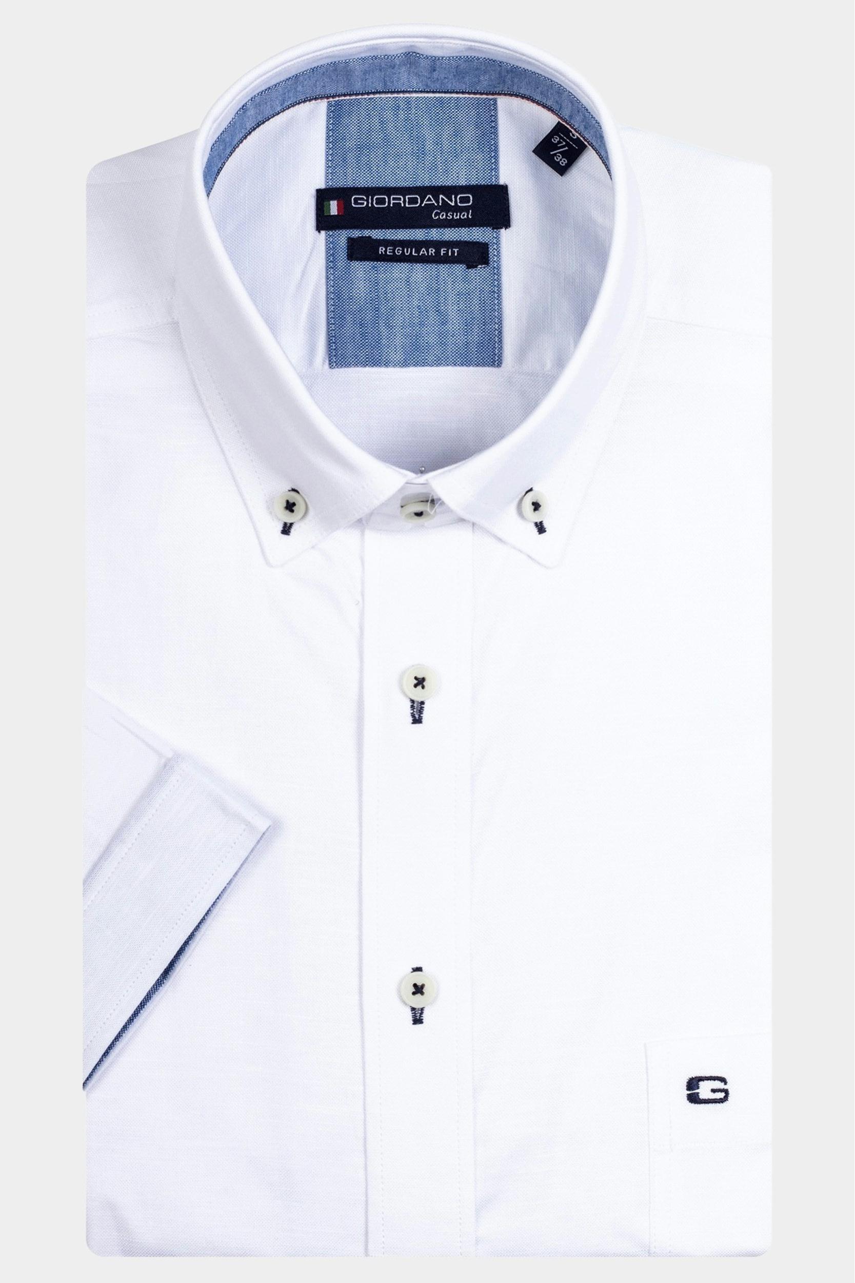 Giordano Casual hemd korte mouw Wit League 316005/10