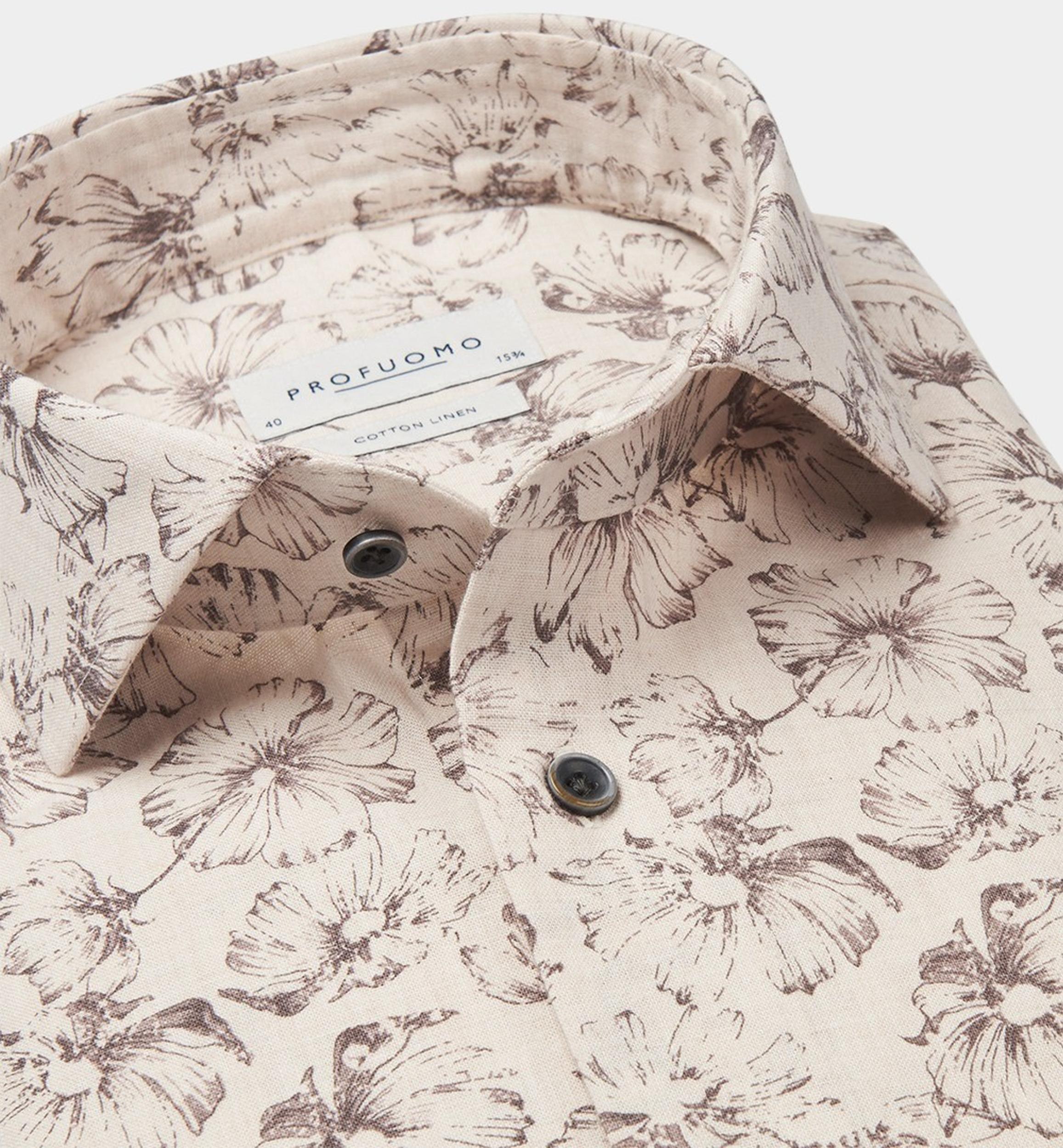 Profuomo Business hemd lange mouw Beige  PPWH10013A/F