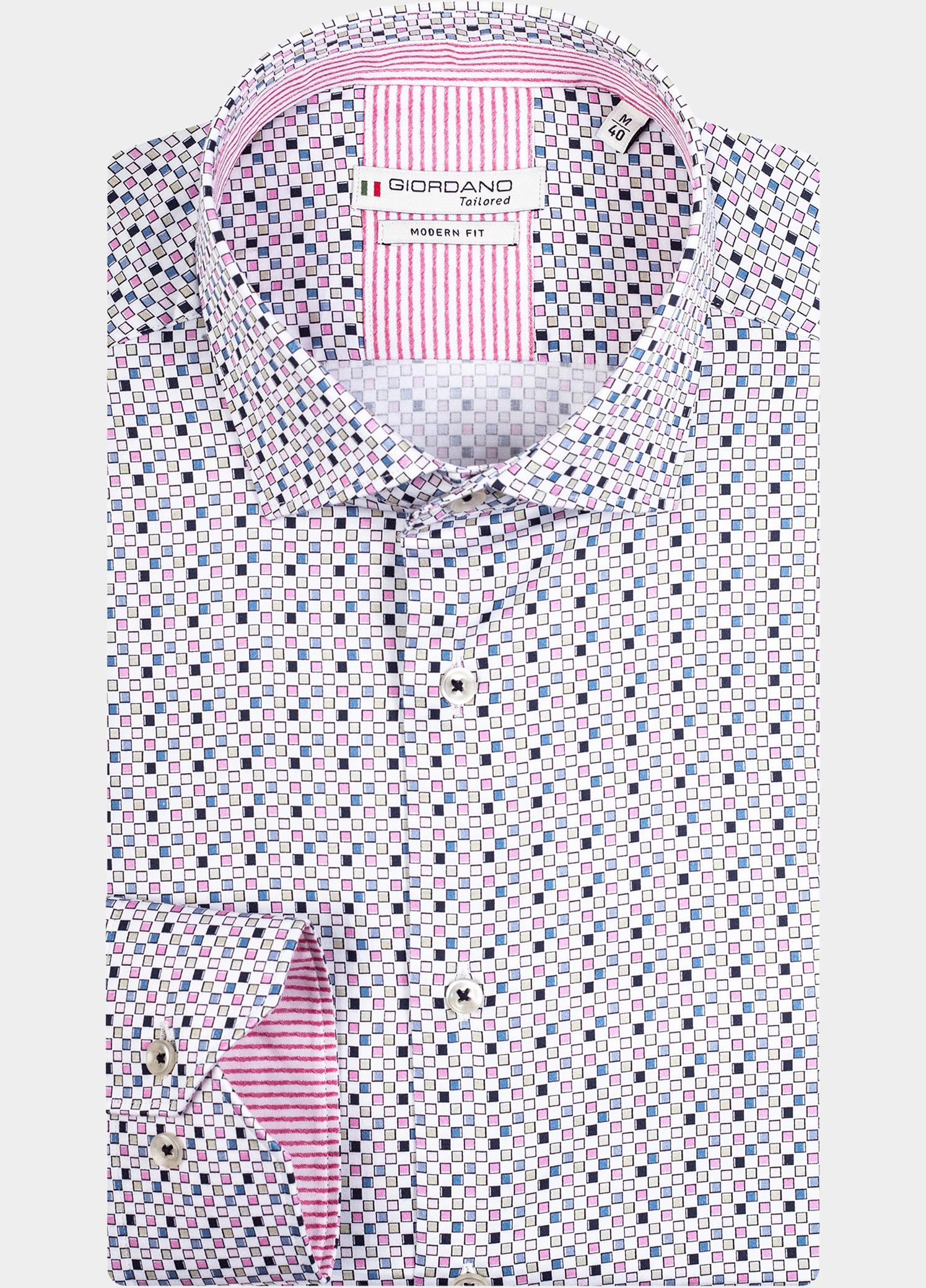 Giordano Overhemd heren Roze Maggiore, LS Semi Cutaway Squ 417830/50