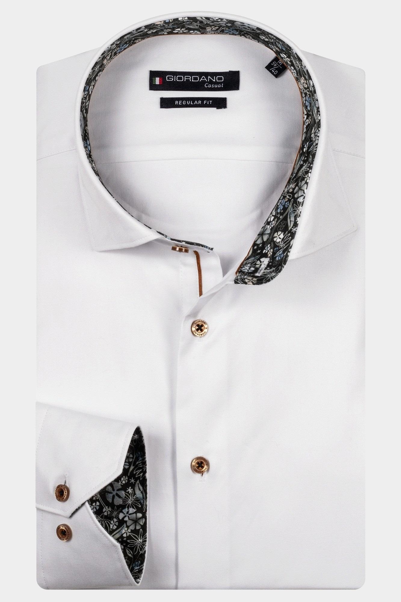 Giordano Casual hemd lange mouw Wit Maggiore long sleeve semi cut 527080/10