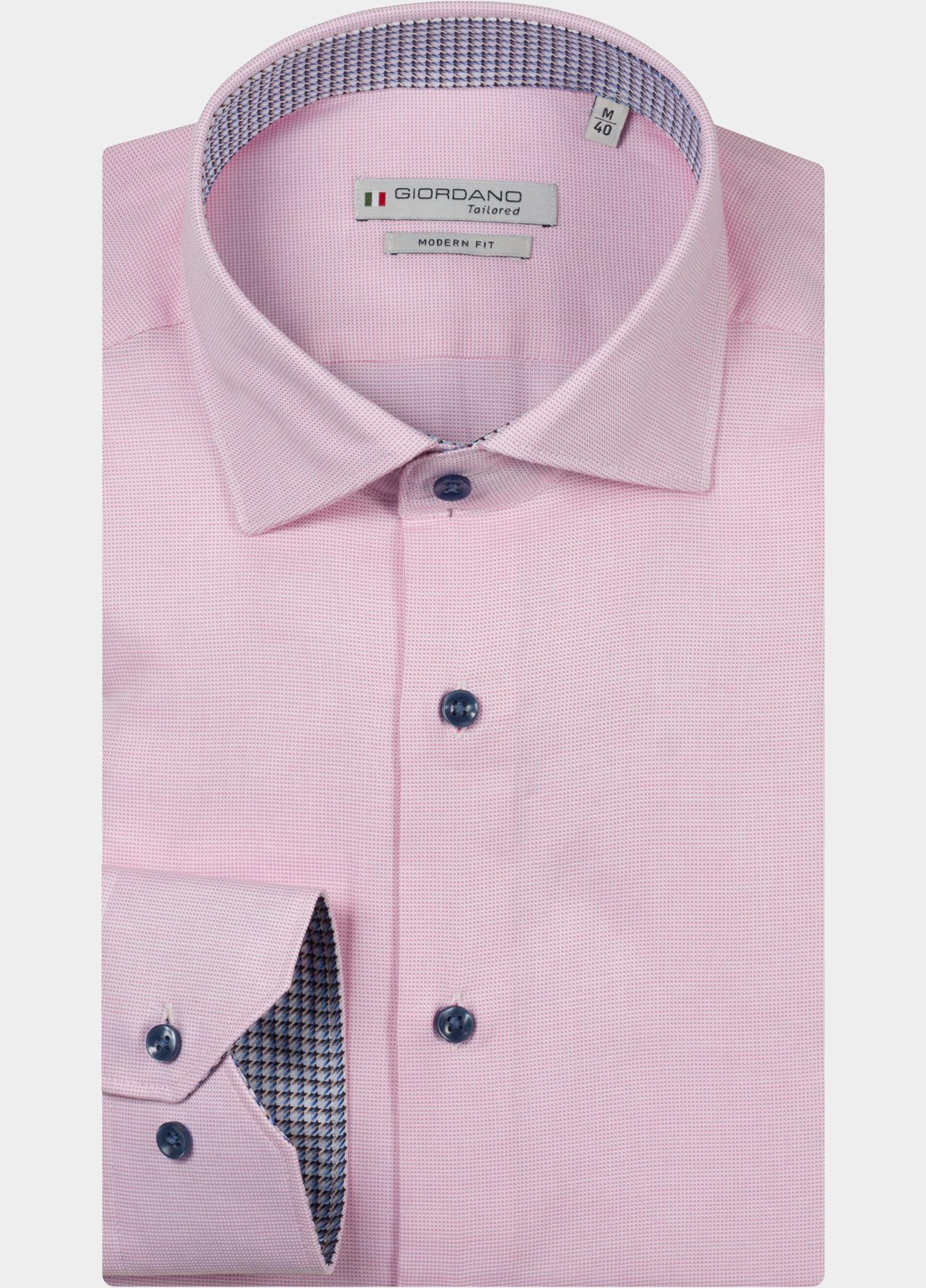 Giordano Overhemd heren Roze Locarno Long Sleeve Semi Cuta 617806/50