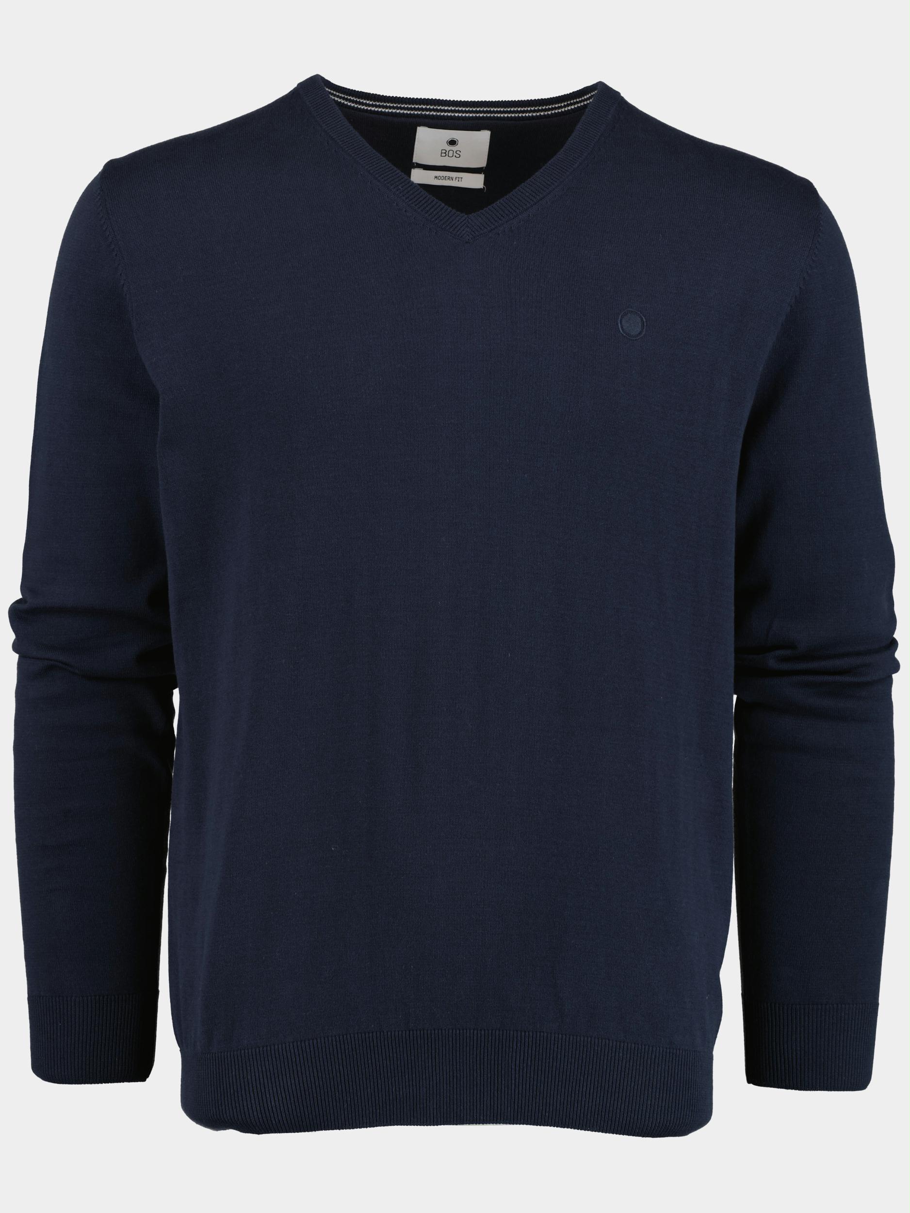 Bos Bright Blue Pullover Blauw Vince V-neck Pullover Flatkni 23105VI01BO/290 navy