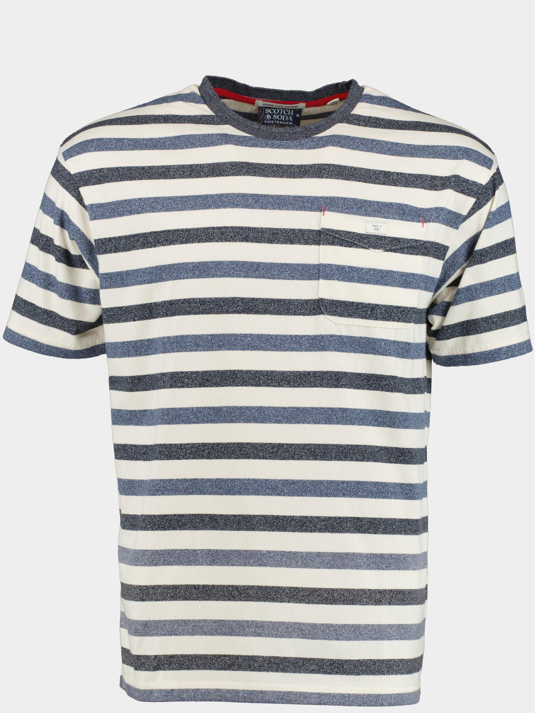 Scotch & Soda T-shirt korte mouw Blauw Washed yarn dye stripe T-shirt 174168/6057