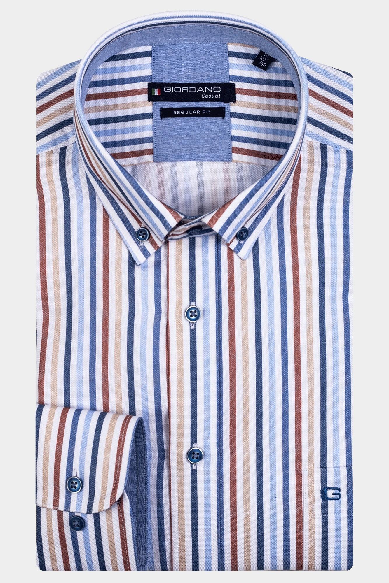 Giordano Casual hemd lange mouw Rood Ivy, LS Button Down Multi Col 327103/30