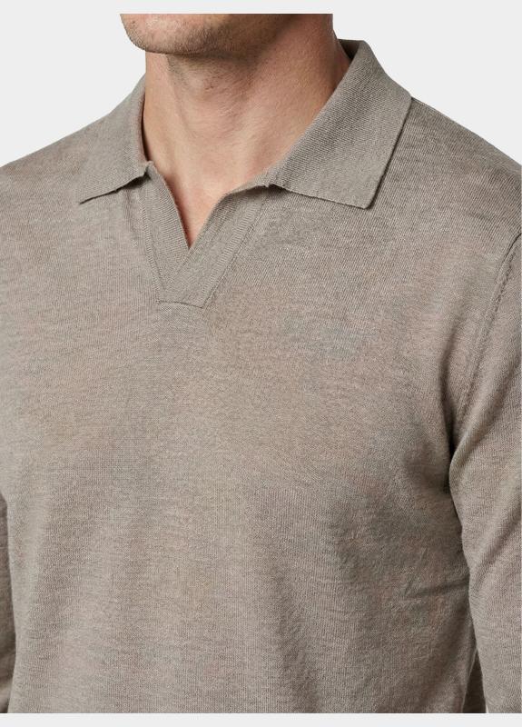 Born With Appetite Polo lange mouwen heren Beige Connor Knit Ls BWA26105CO75/2500