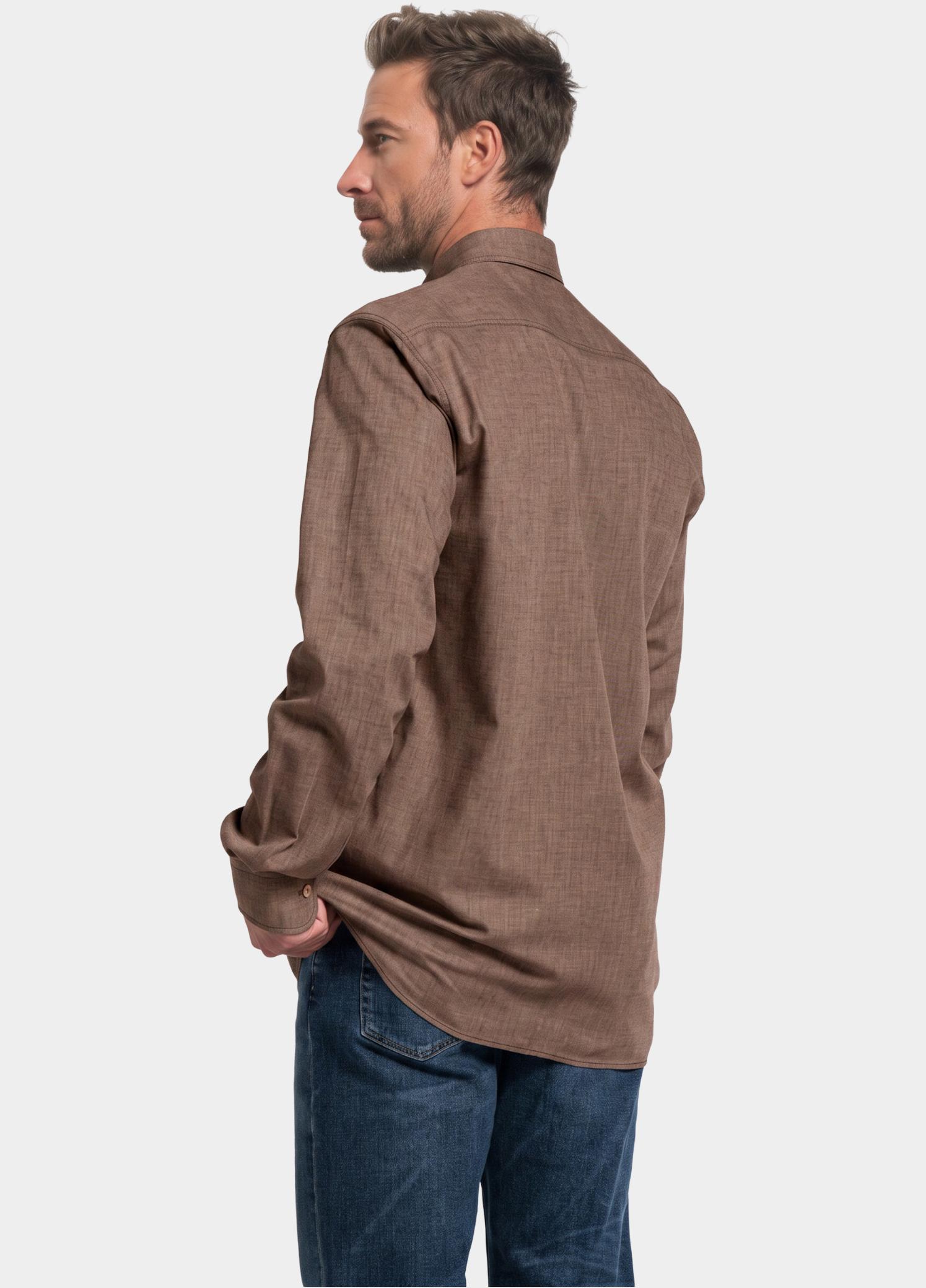 Giordano Overhemd heren Bruin Dino Wooltouch melange flanel 627005/82