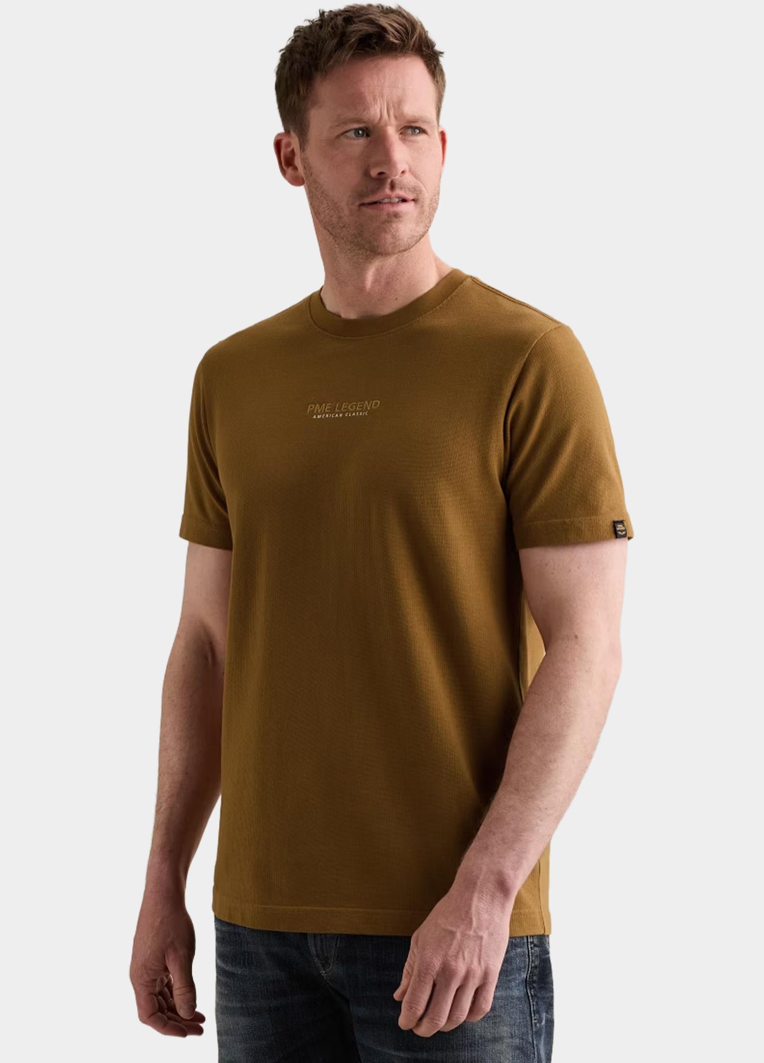 PME Legend T-shirt heren Bruin Short sleeve r-neck flat waff PTSS2608564/8187