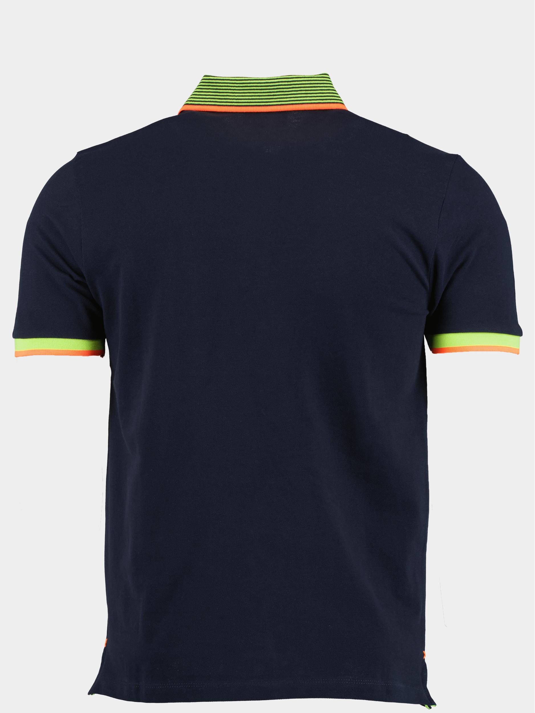 Bos Polo korte mouw Blauw Polo met neon accenten 7785423/220