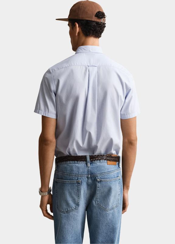 Gant overhemd korte mouw heren Blauw Poplin SS Shirt 3000101/455