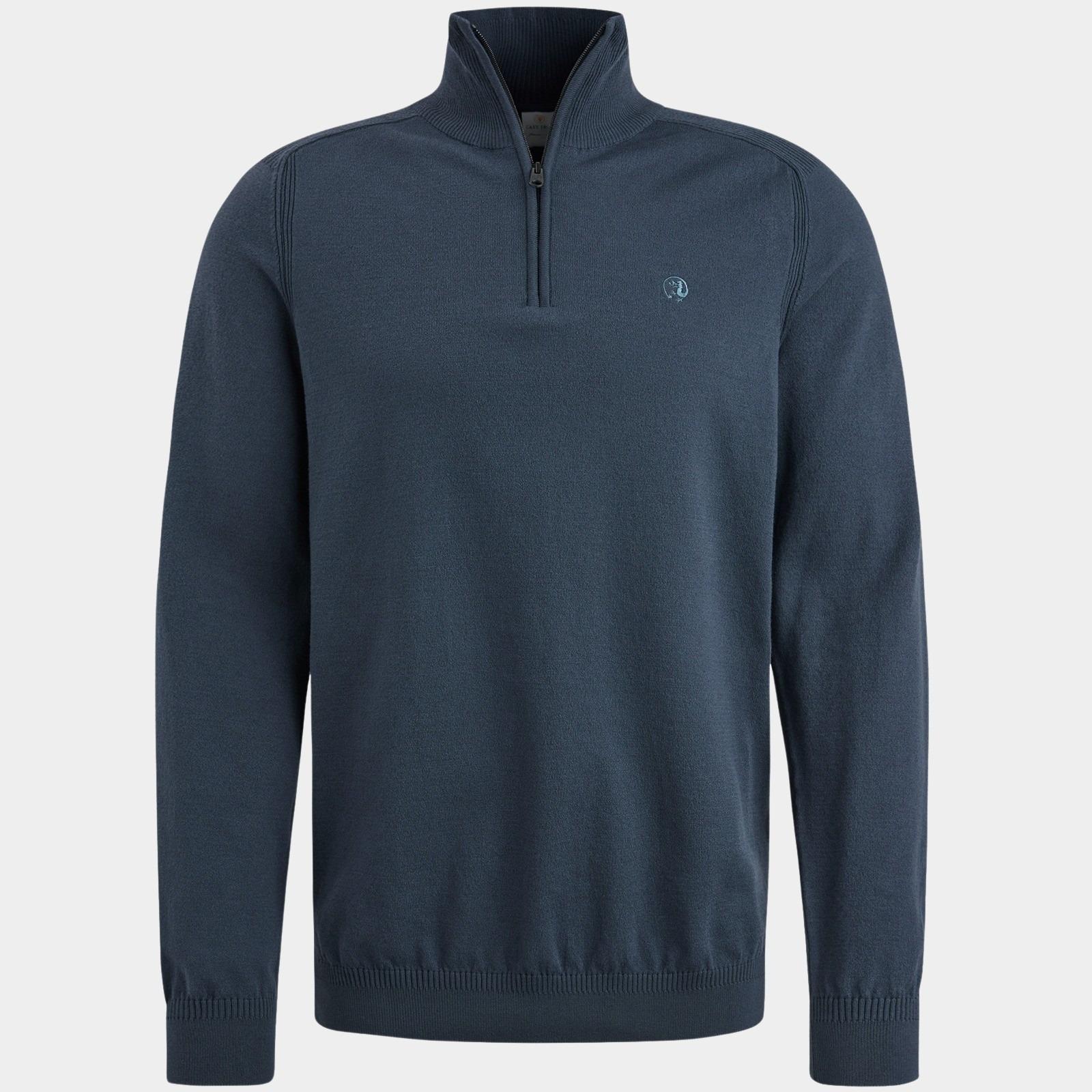 Cast Iron Pullover Blauw Half zip collar essential cot CKW2408304/5442