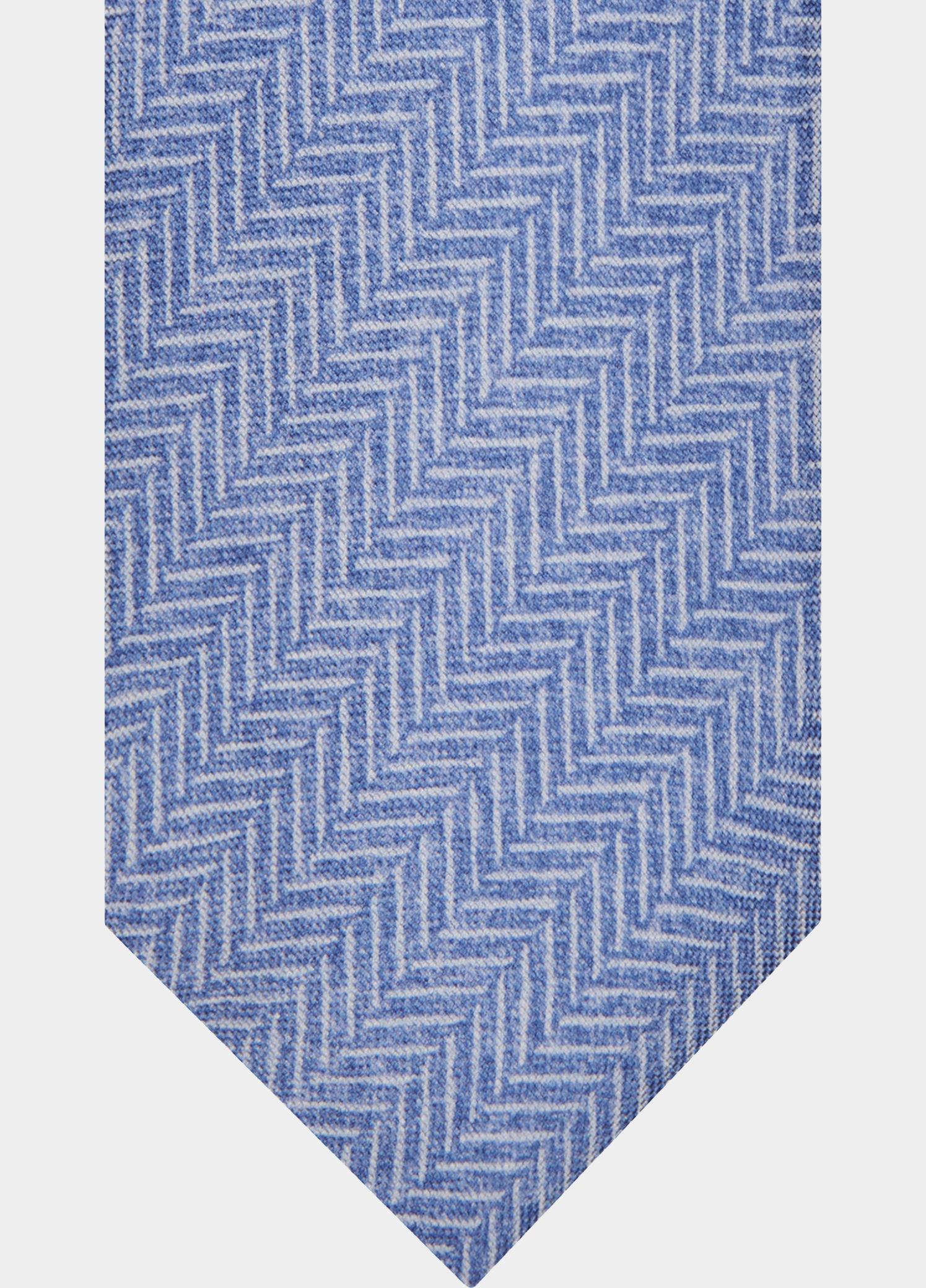 Profuomo Stropdas Blauw TIE SILK PRINT LIGHT BLUE PPWA30022/B
