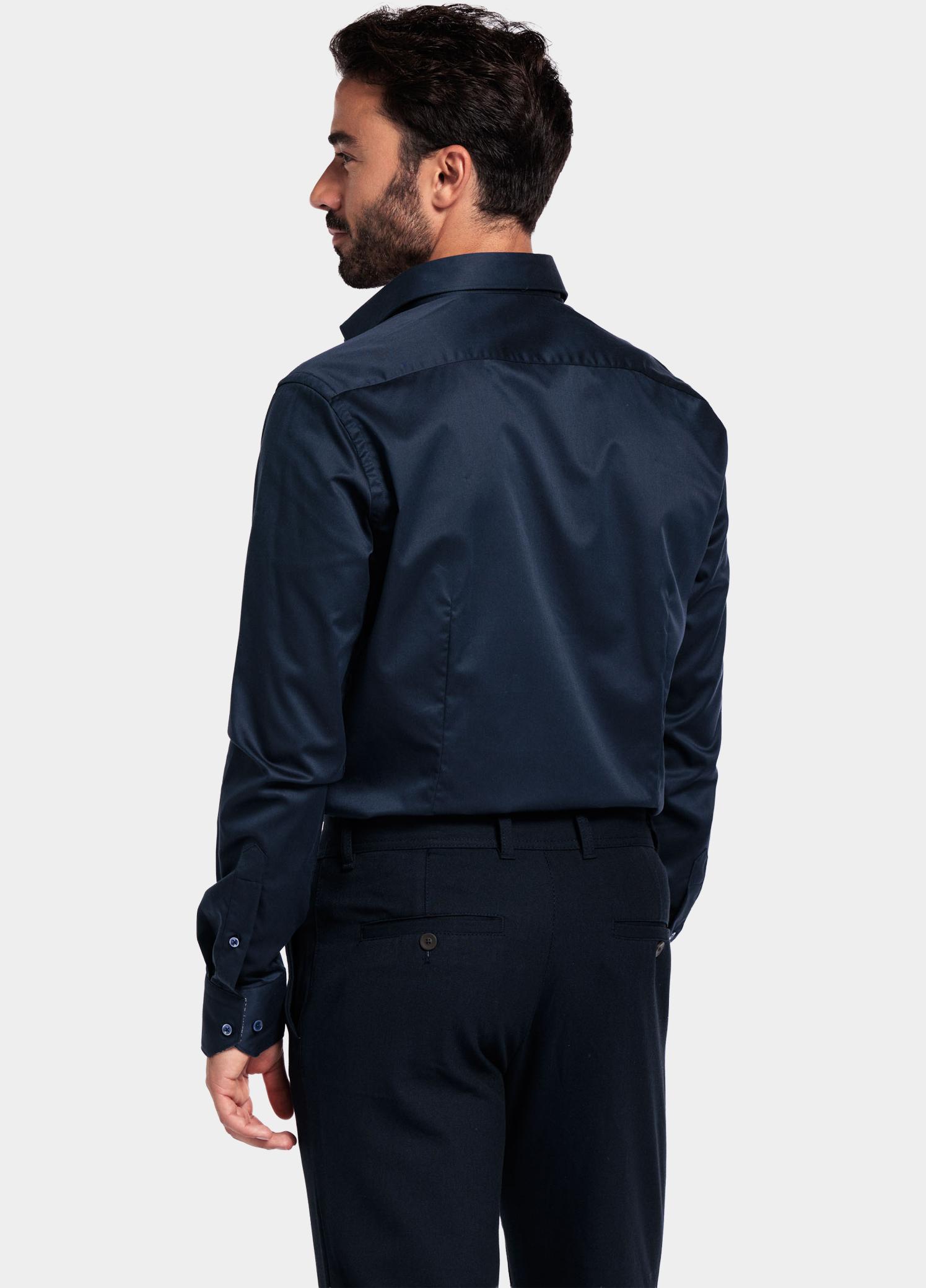 Giordano Overhemd heren Blauw Locarno long sleeve semi cuta 527877/60