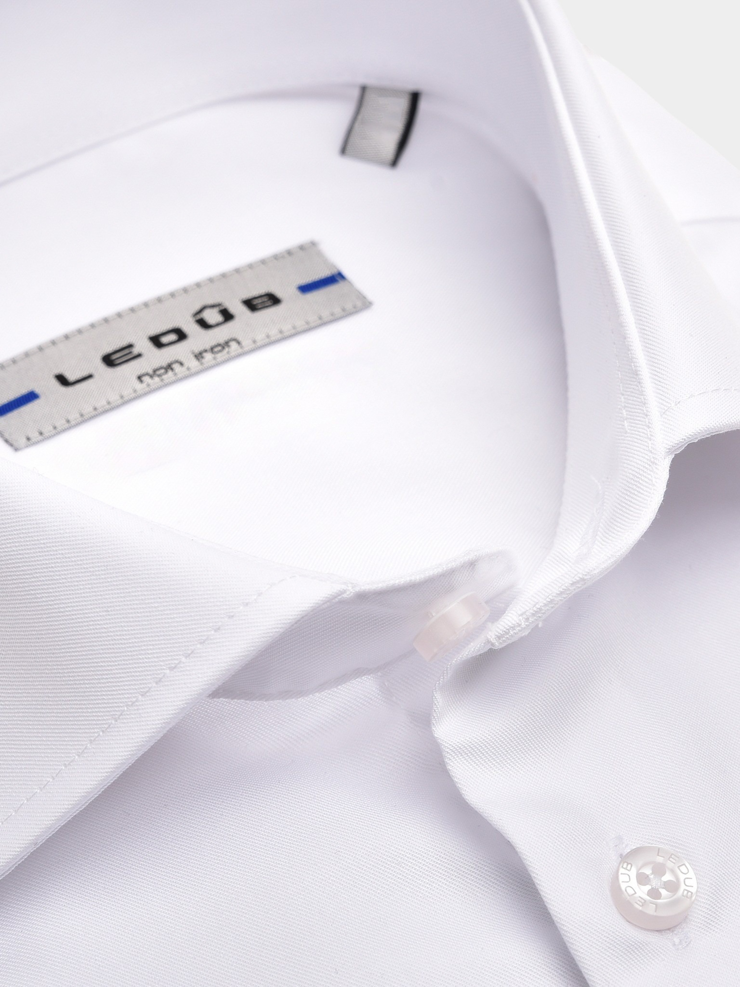 Ledub Business hemd lange mouw Wit overhemd modern fit wit