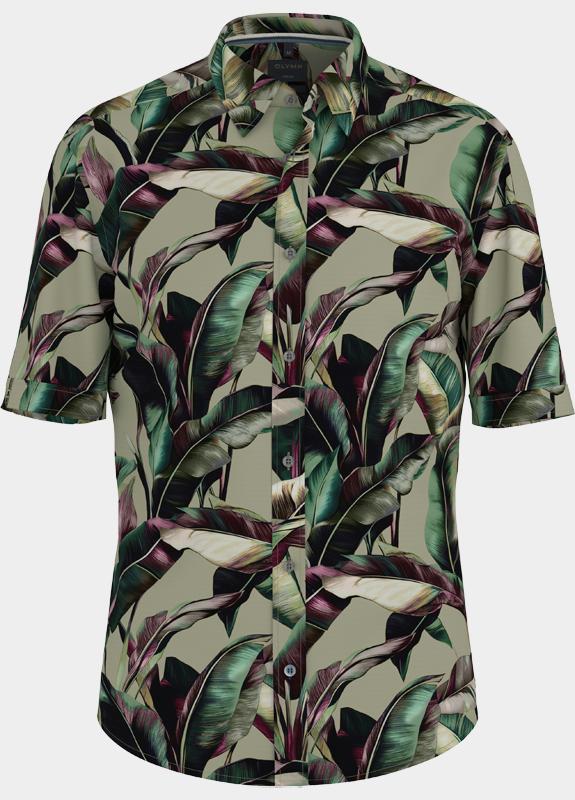 Olymp overhemd korte mouw heren Groen Casual 402412/47