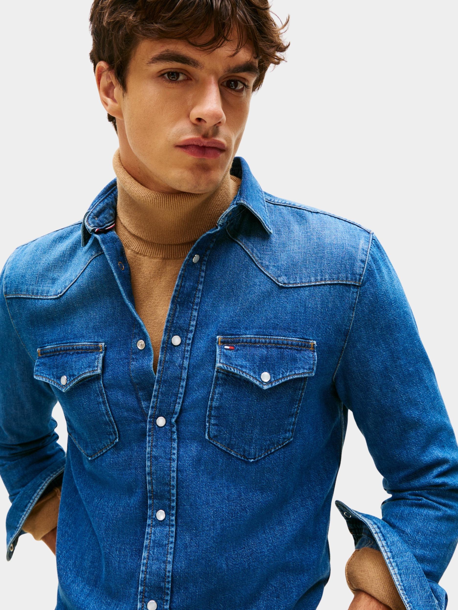 Tommy Hilfiger Overshirt Blauw WESTERN SHIRT NOAH INDIGO MW0MW42084/1BW