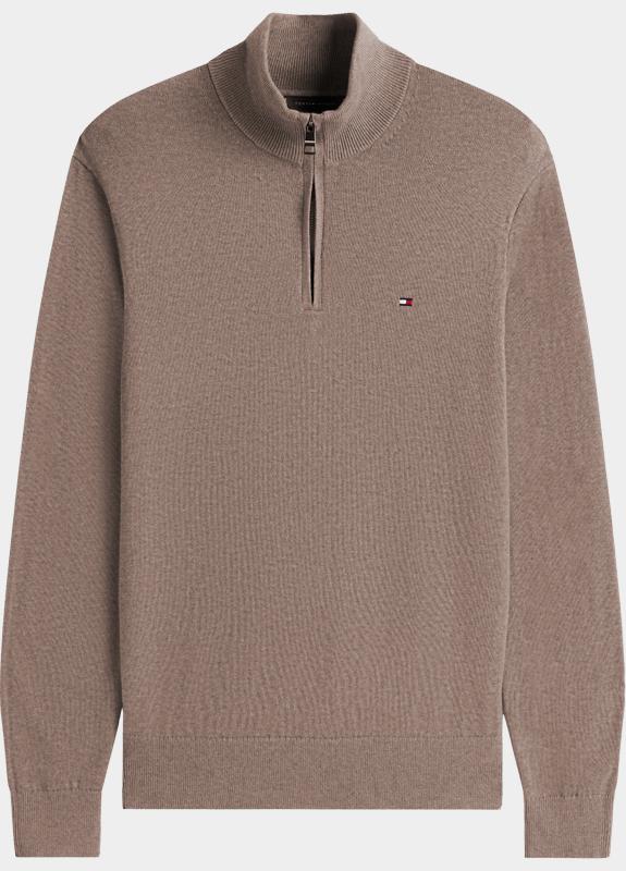 Tommy Hilfiger Half Zip Beige PIMA ORG CTN CASHMERE ZIP MOC MW0MW28049/HI3