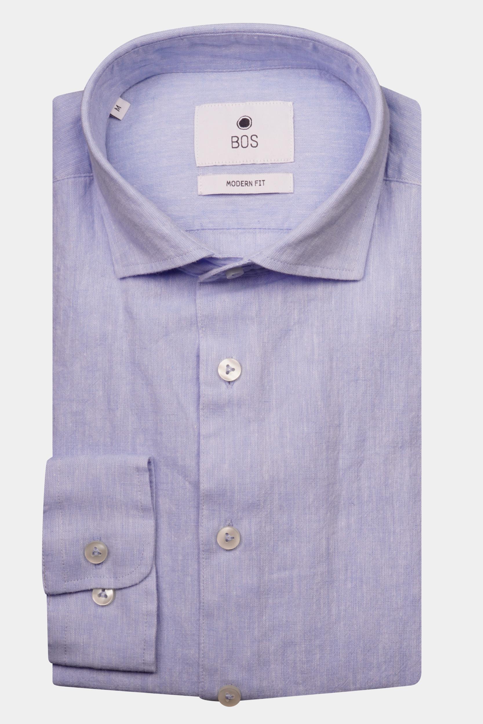 Bos Bright Blue Casual hemd lange mouw Blauw Avenue Co-li-ws Plain Shirt L 23107AV01BO/210 l.blue