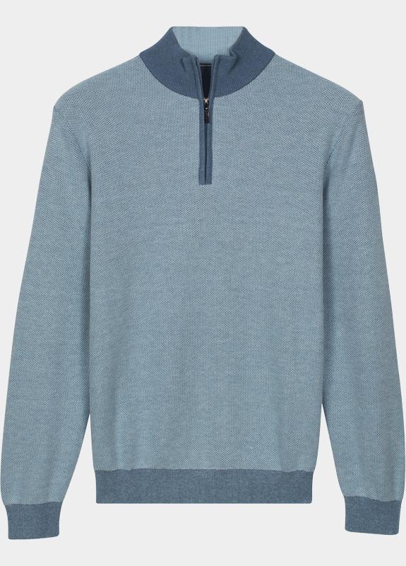 Baileys Half Zip Blauw Pullover 1/2 zip  2-tone Jacq 618450/645