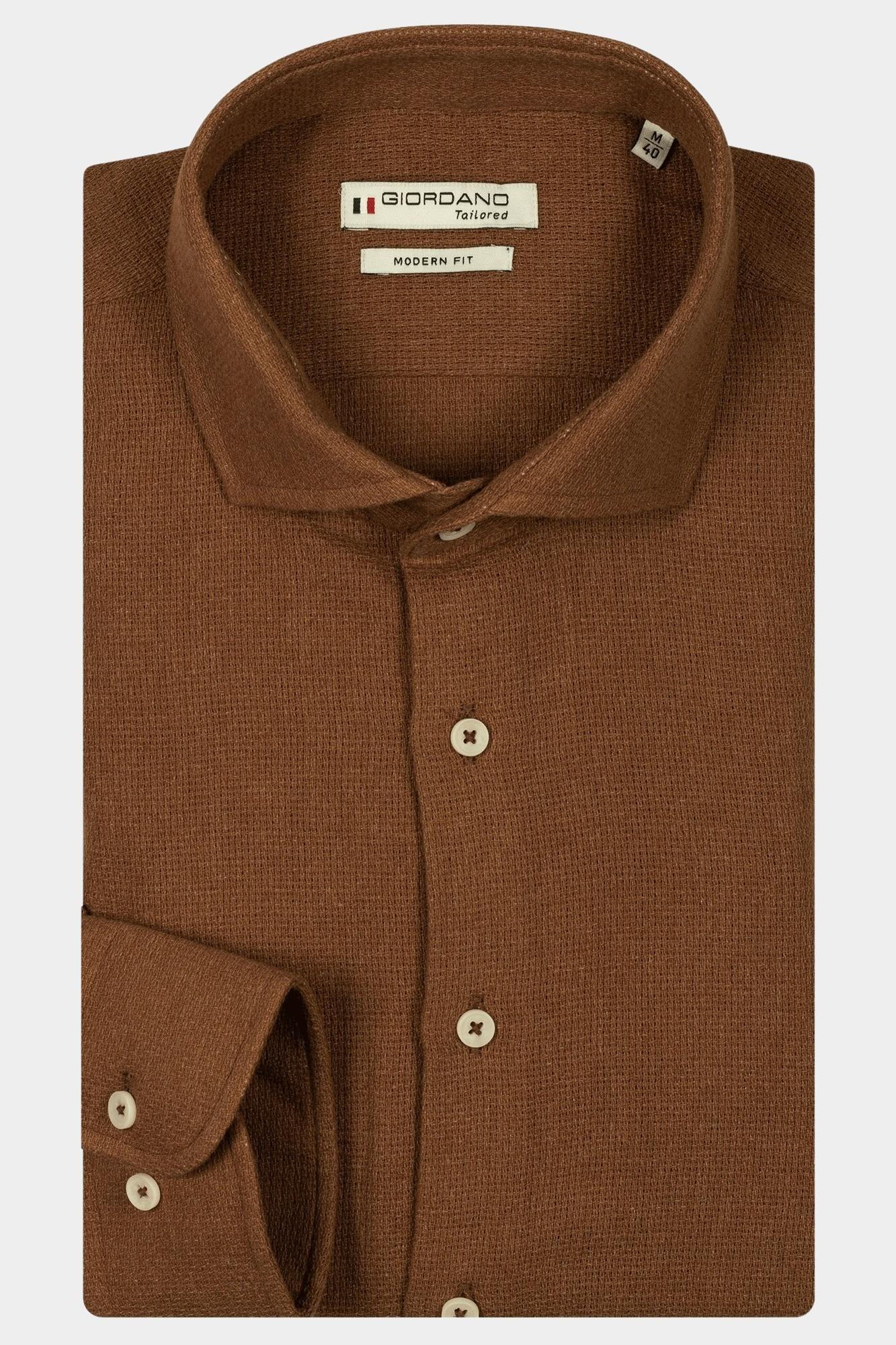 Giordano Casual hemd lange mouw Rood Row long sleeve cutaway Plain 517814/30