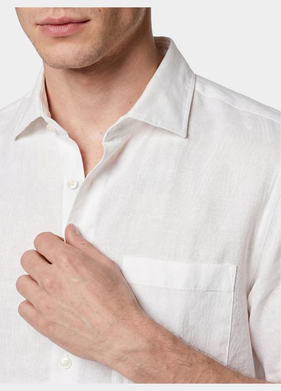 Bos Casual hemd korte mouw Wit Linnen Shirt 5700.426/100