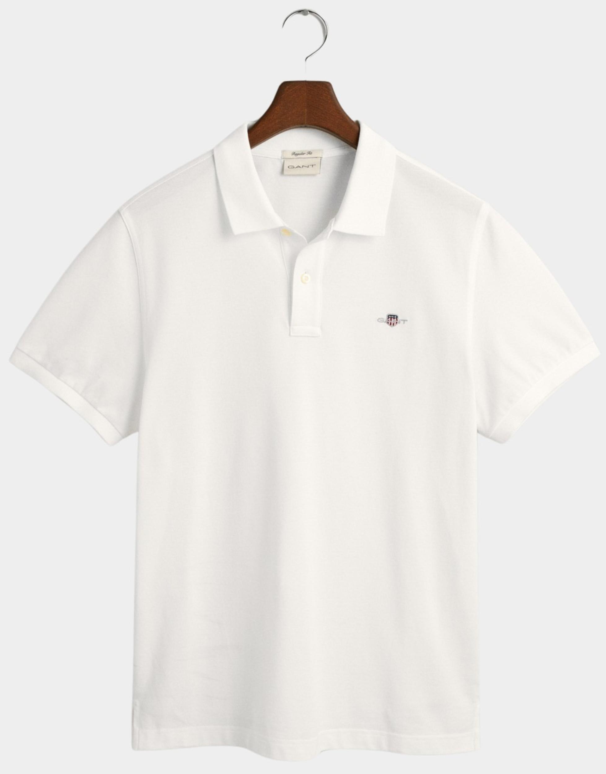 Gant Polo korte mouw Wit Reg Shield SS Pique Polo 2210/110
