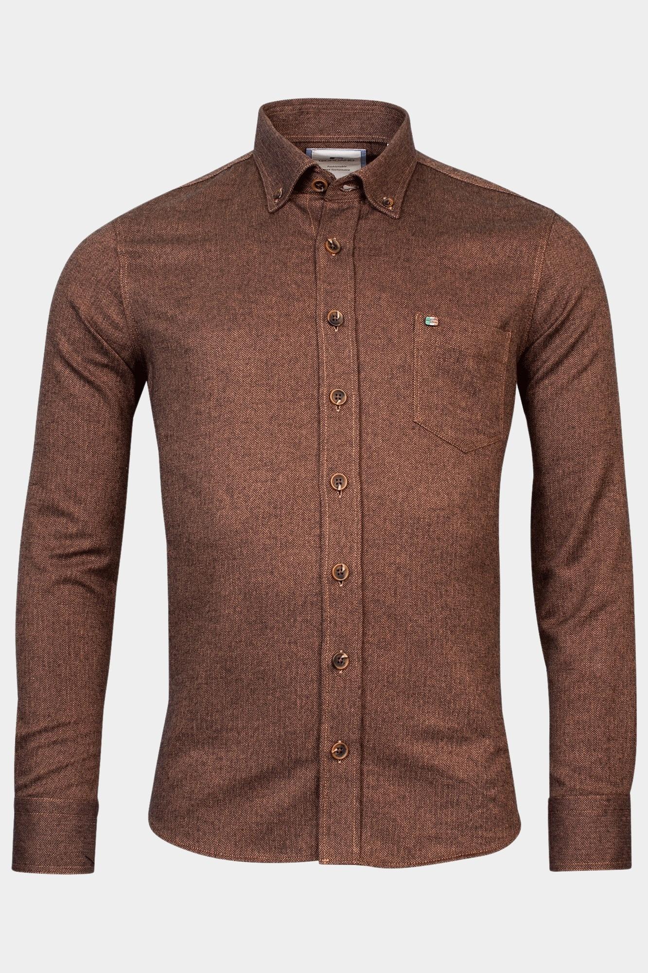 Giordano Overshirt Bruin Lucca, Overshirt with Button 327505/80