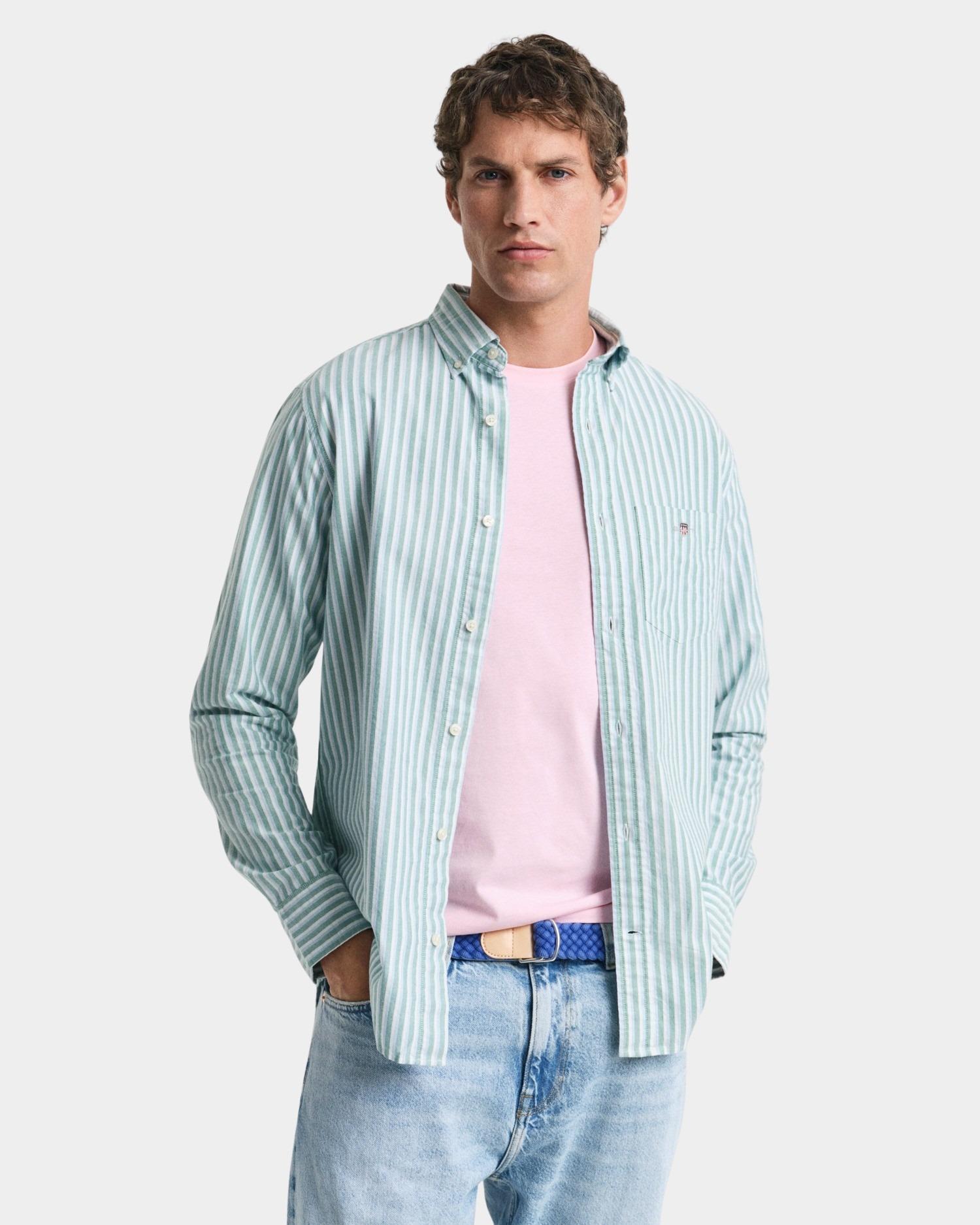 Gant Casual hemd lange mouw Groen REG CLASSIC OXFORD STRIPE SHI 3250028/322