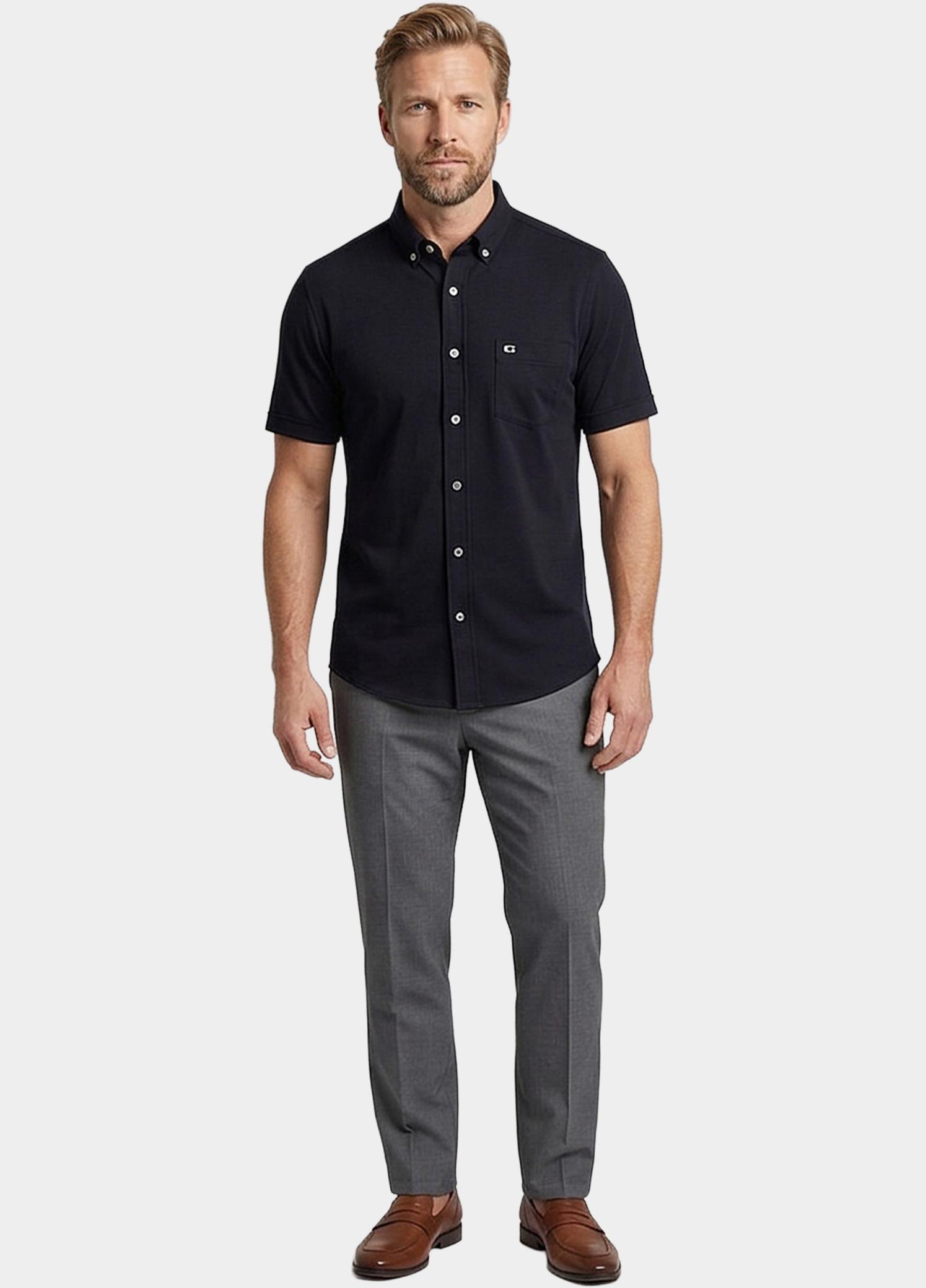 Giordano overhemd korte mouw heren Blauw Alfa Short Sleeve Button Down 616078/60