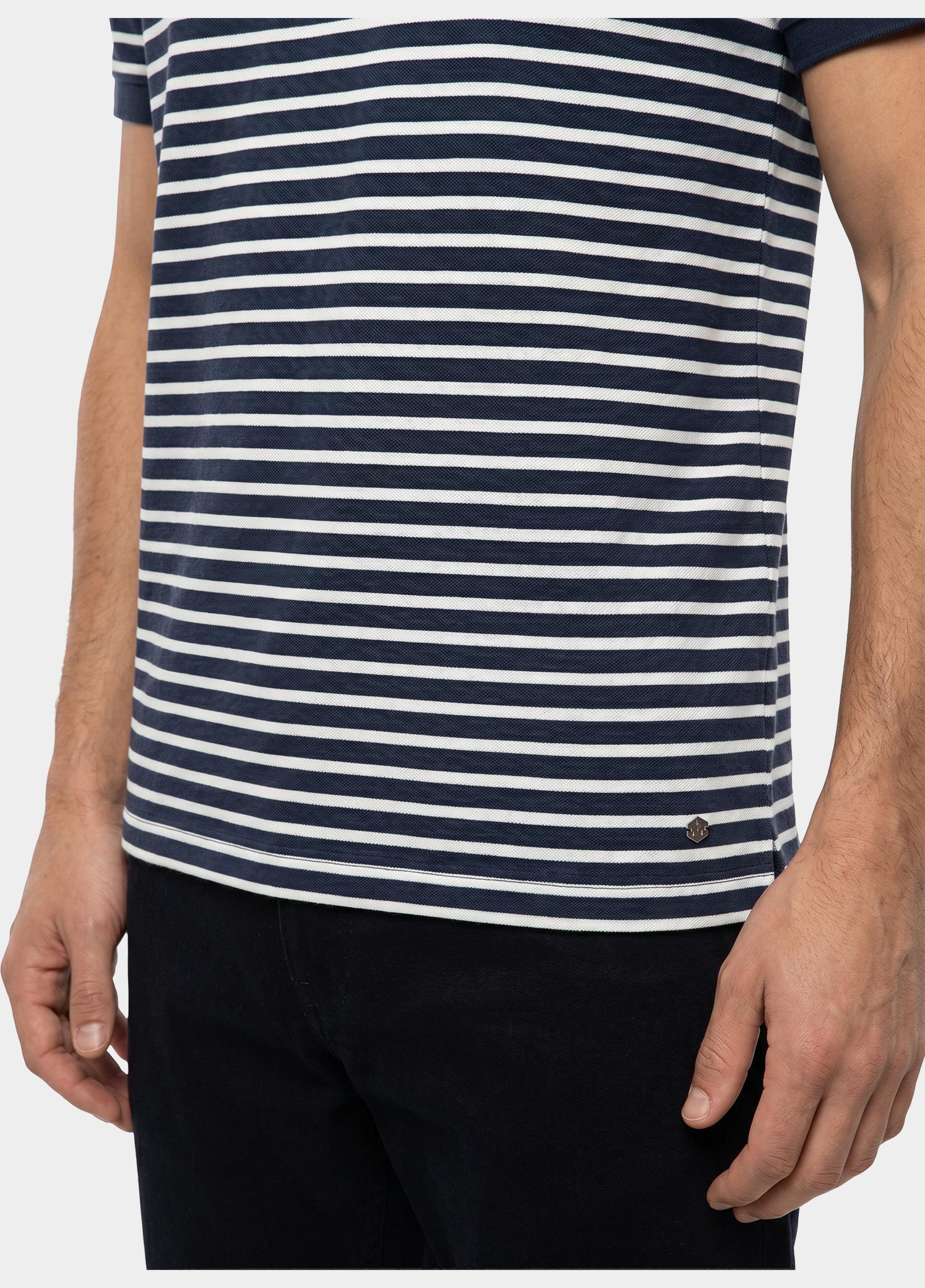 Scotland Blue T-shirt korte mouw Blauw Isaac Stripe T-shirt Pique 25108IS18/290 navy