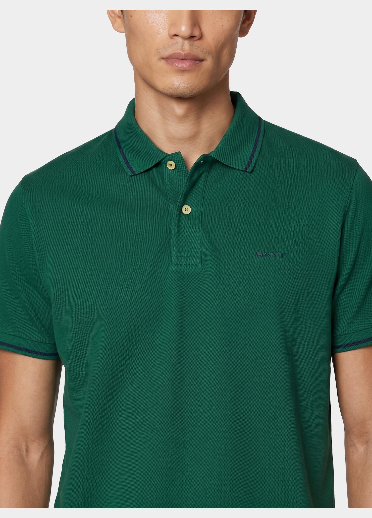 Gant Polo heren Groen Tipped Piqué Polo Shirt 2062034/322
