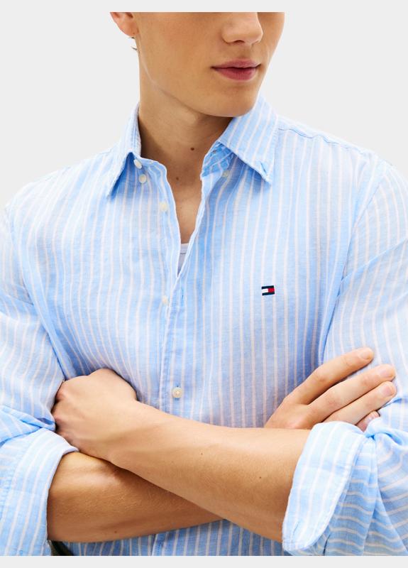 Tommy Hilfiger Casual hemd lange mouw Blauw LINEN BENGAL STRIPE RF SHIRT MW0MW42400/0A5