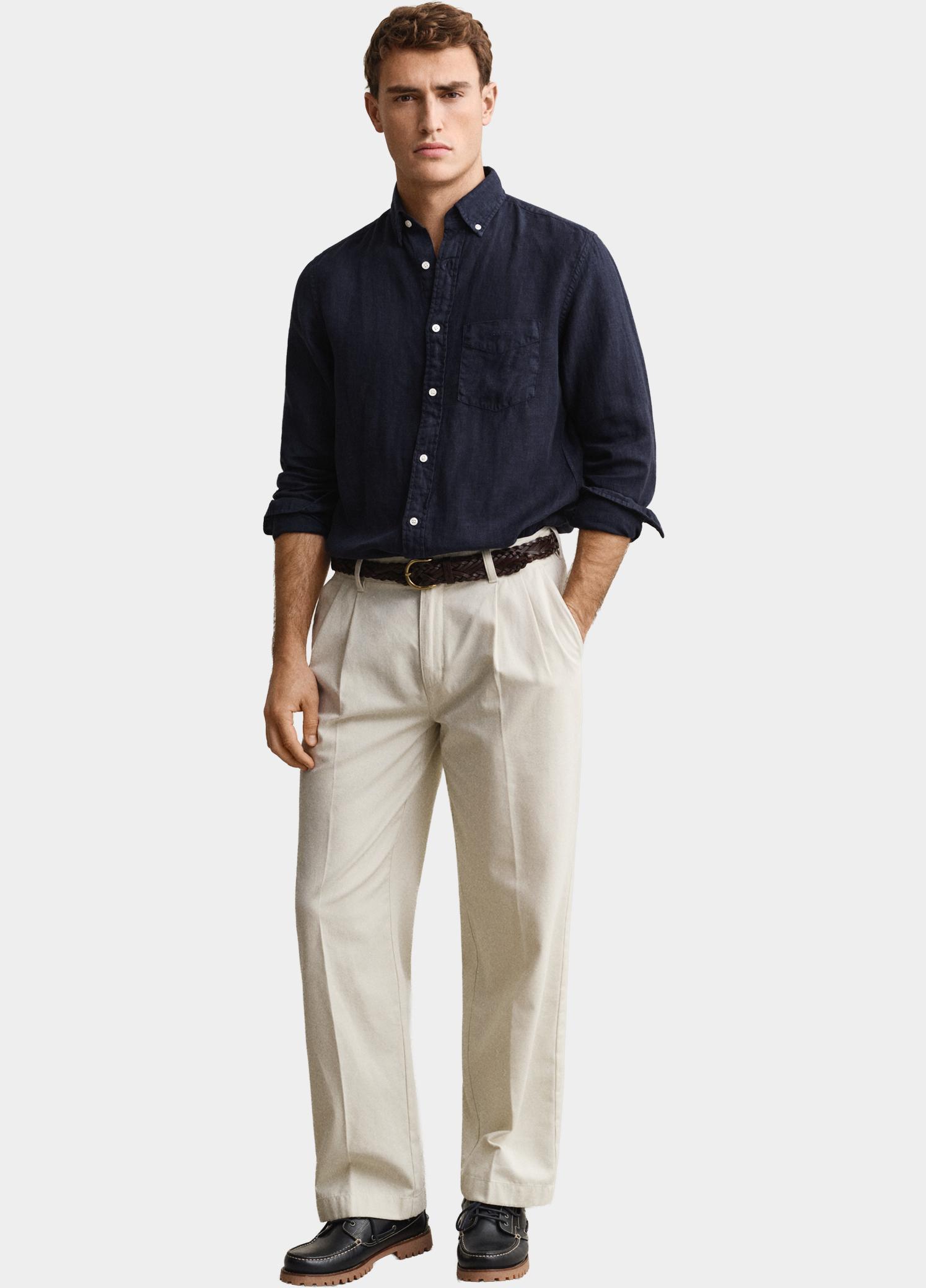 Gant Overhemd heren Blauw Linnen overoverhemd 3240120/433