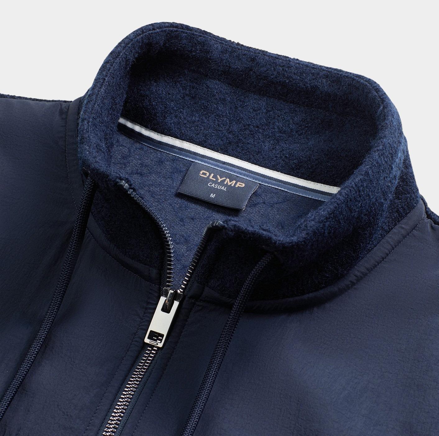 Olymp Half Zip Blauw Boiled Wool Troyer 553085/18