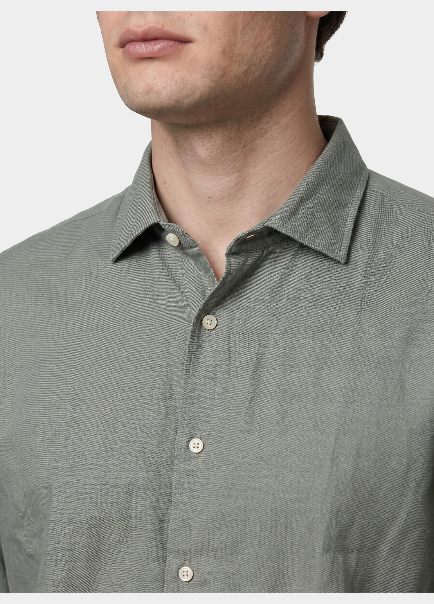 Bos Casual hemd lange mouw Groen Linnen Shirt 5405.426/356