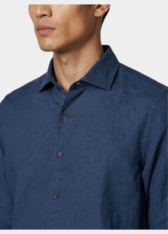 Bos Casual hemd lange mouw Blauw Linnen Shirt 5405.426/235