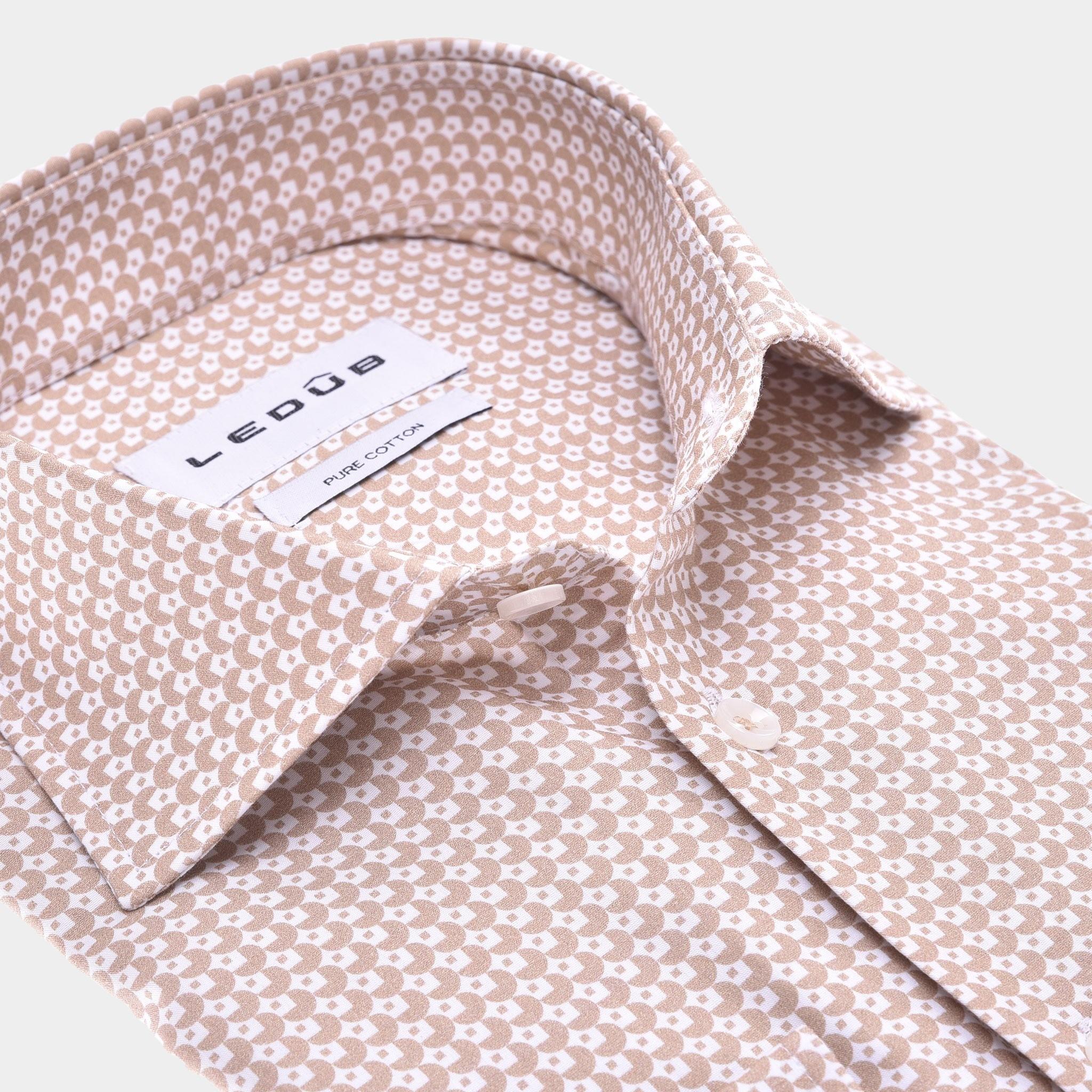 Ledub Business hemd lange mouw Bruin  0142800/630-000-000