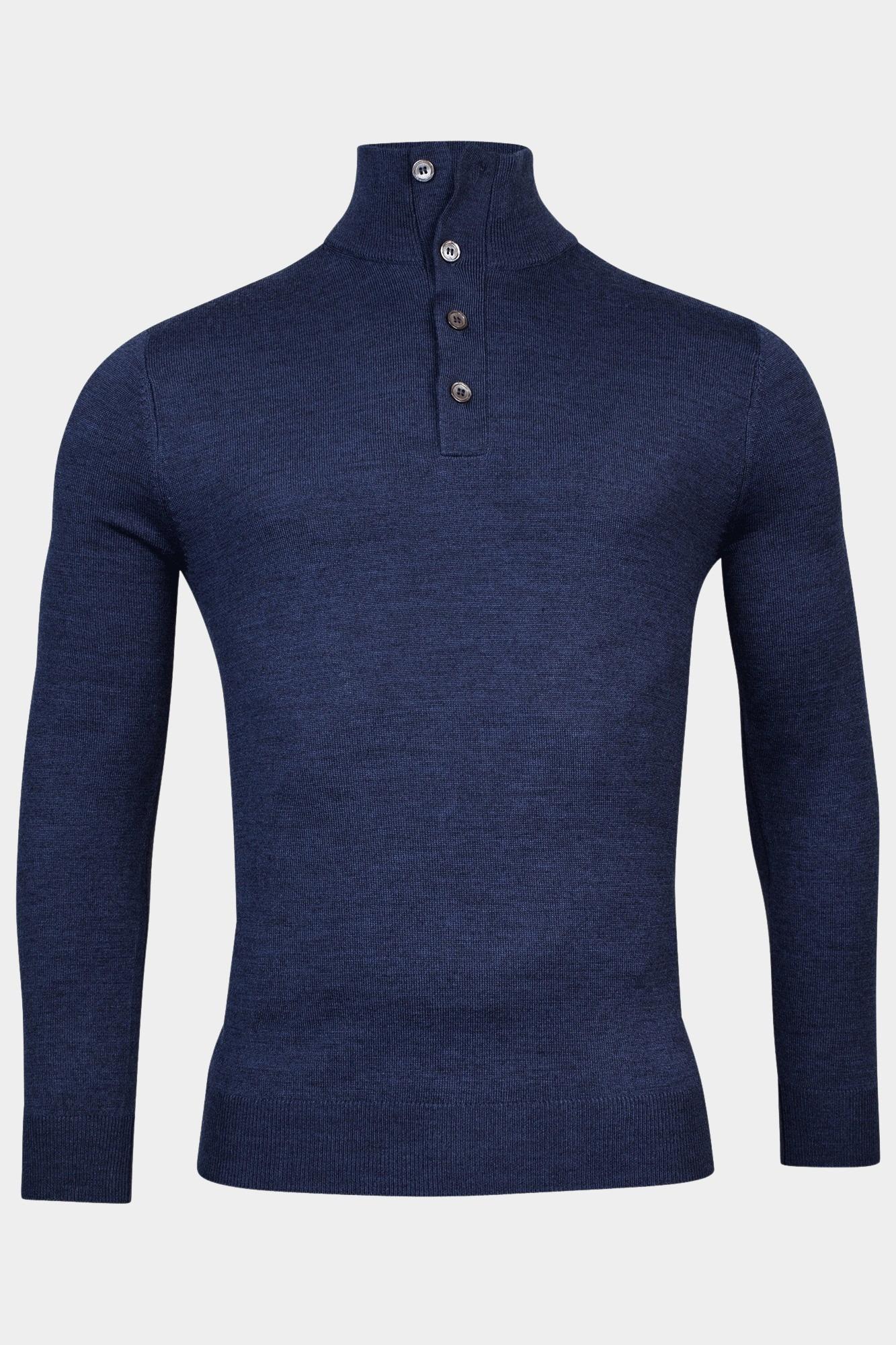Baileys Half Zip Blauw Pullover 1/2 buttons placket 328421/67