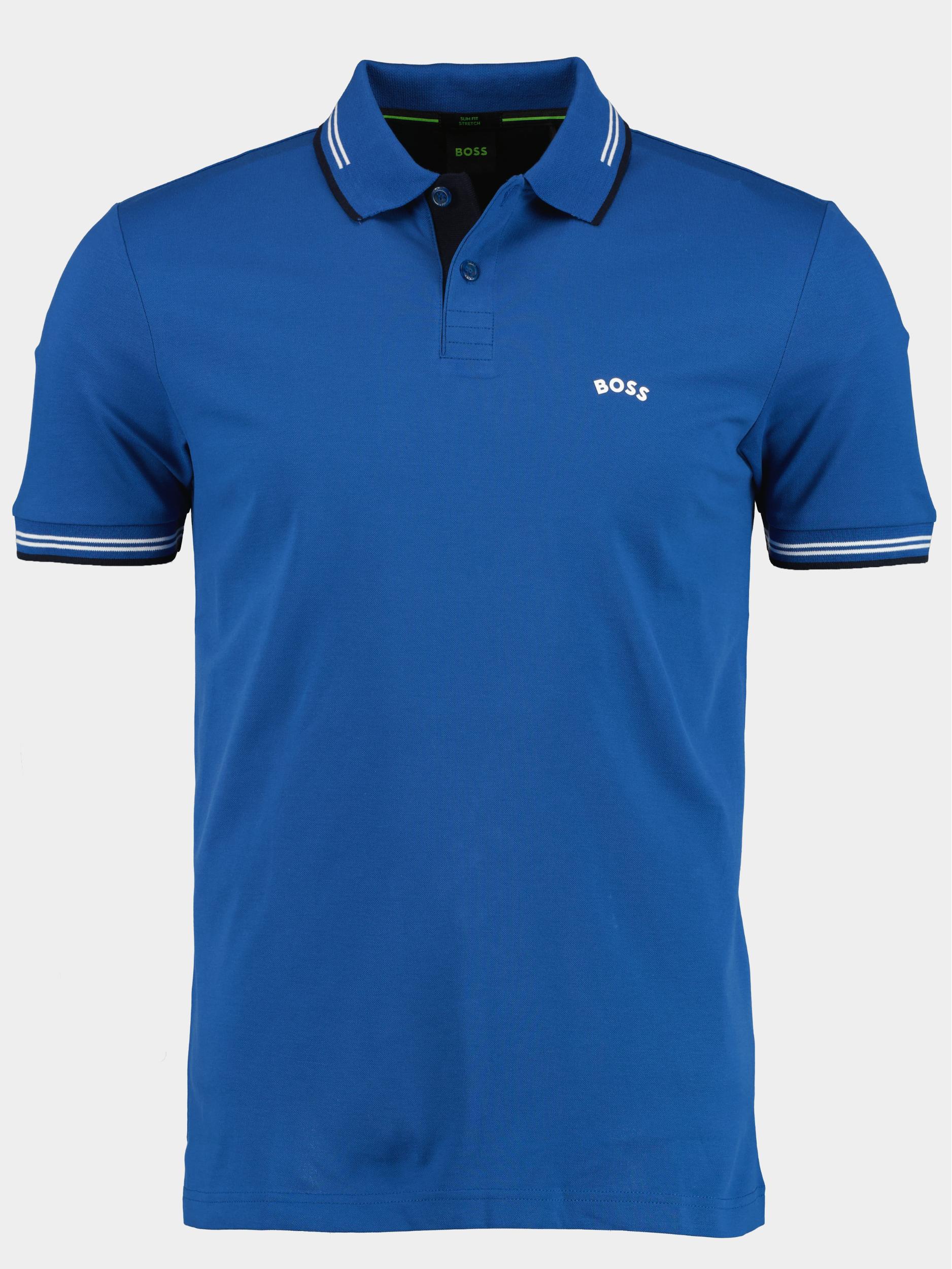 BOSS Green Polo korte mouw Blauw Paul Curved 10241733 01 50469245/432