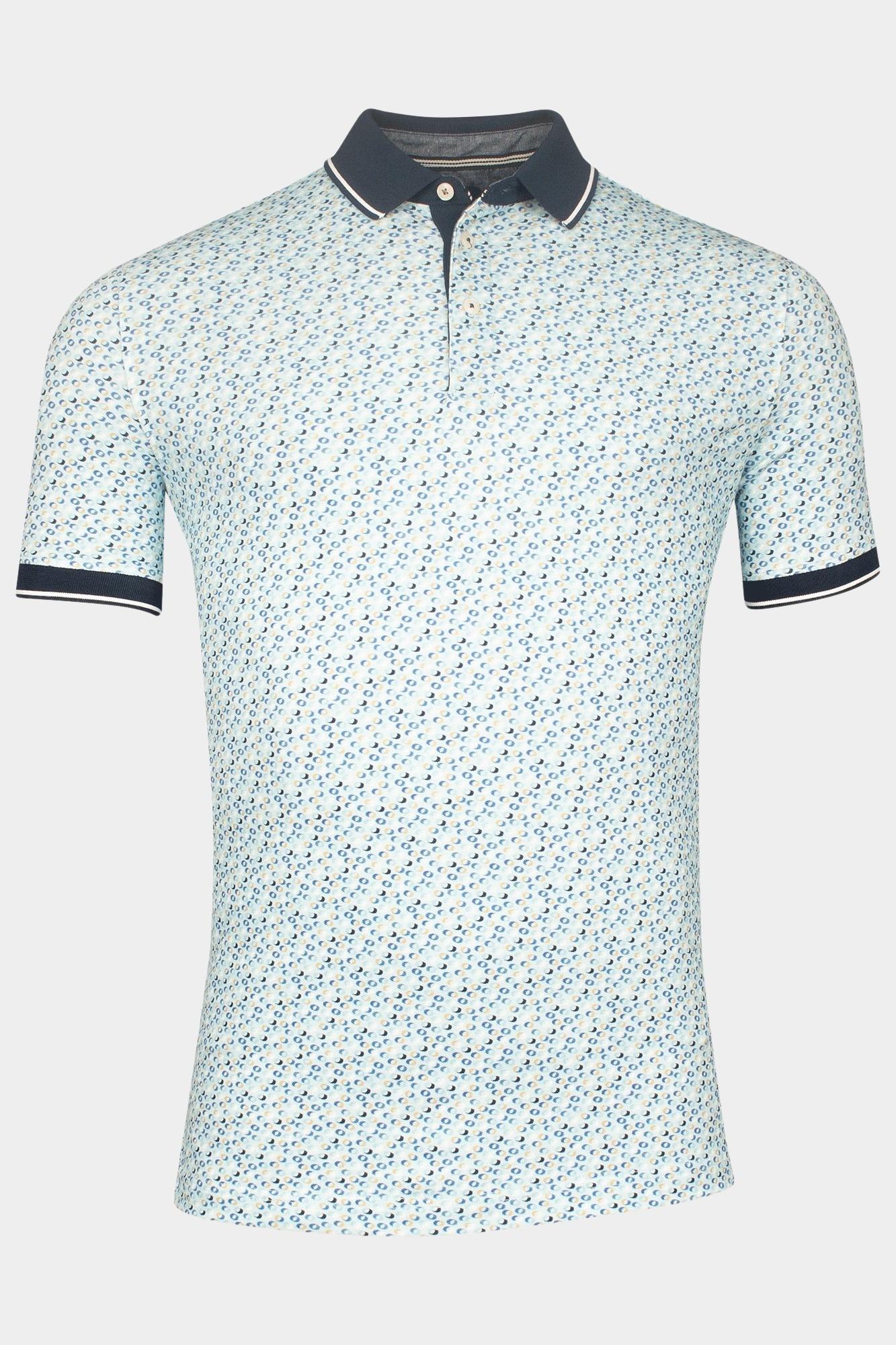 Baileys Polo korte mouw Blauw Poloshirt Pique all over prin 515229/95