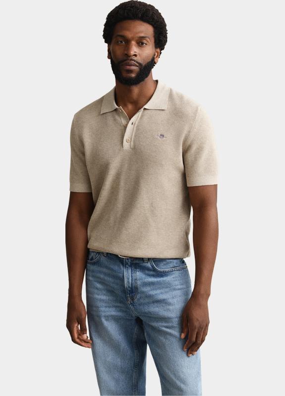 Gant Polo heren Beige Katoenen polotrui met textuur 8030294/198