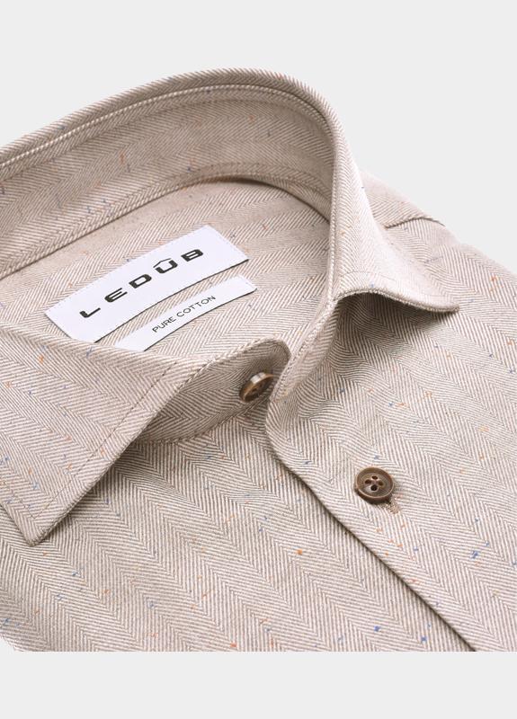 Ledub Business hemd lange mouw Bruin  0143195/620-000-000