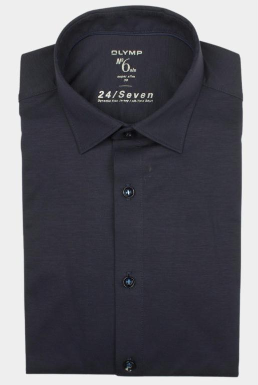 Olymp Business hemd lange mouw Blauw extraslimfit jersey shirt navy 250374/18