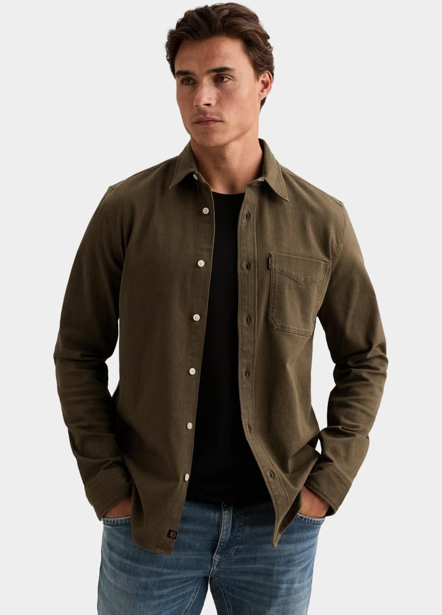 PME Legend Overhemd heren Groen Long sleeve shirt Colored Den PSI2609258/8039