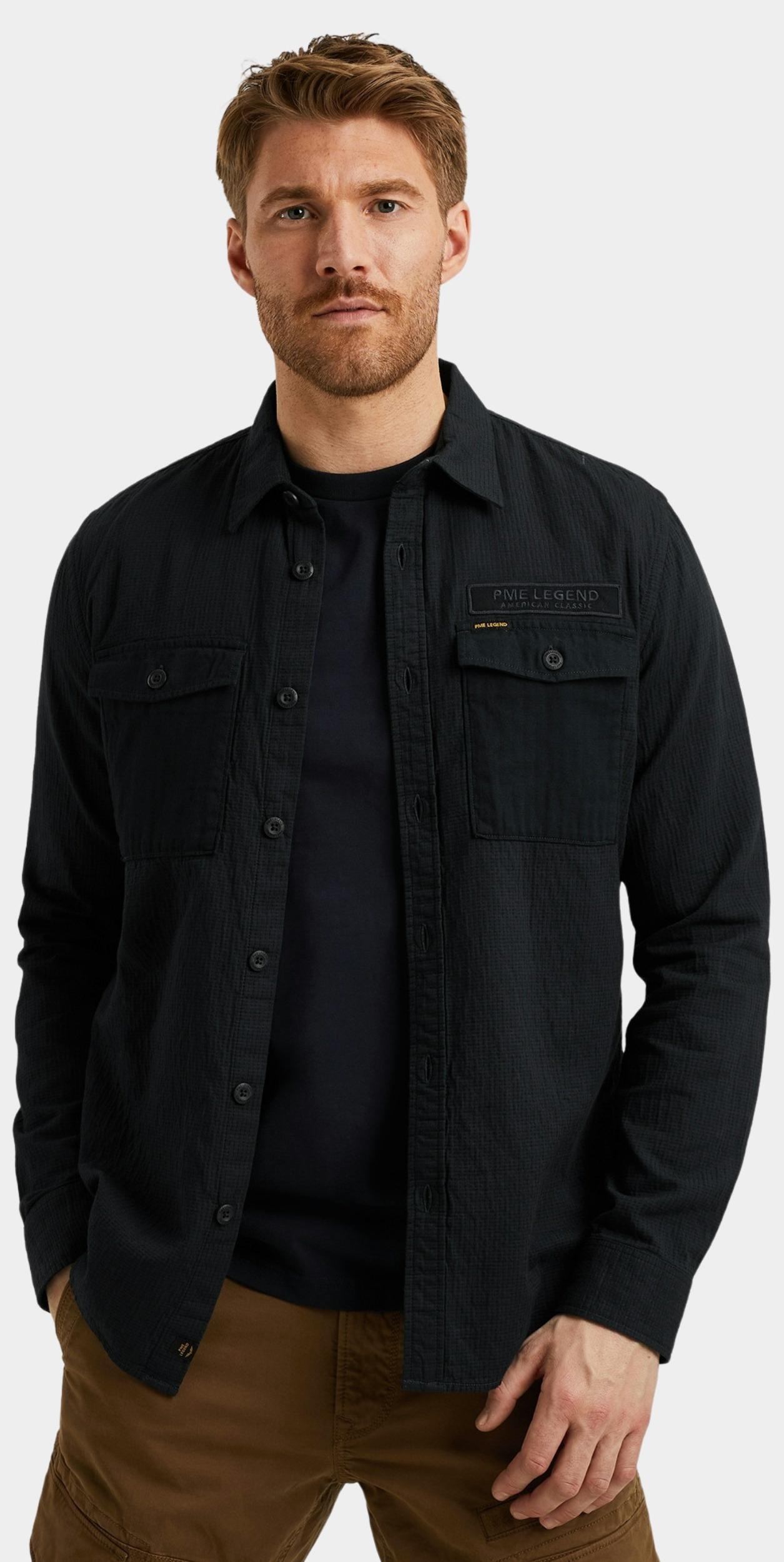 PME Legend Casual hemd lange mouw Zwart LONG SLEEVE SHIRT Quilt Popli PSI2508209/5281