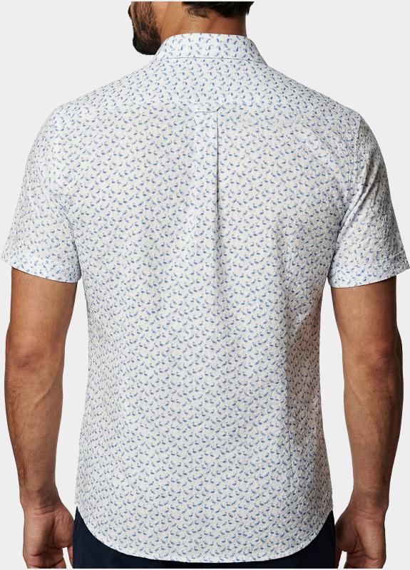 R2 Amsterdam Casual hemd korte mouw Blauw Blue flamingo seersucker shor 132.WSPSS.032/014