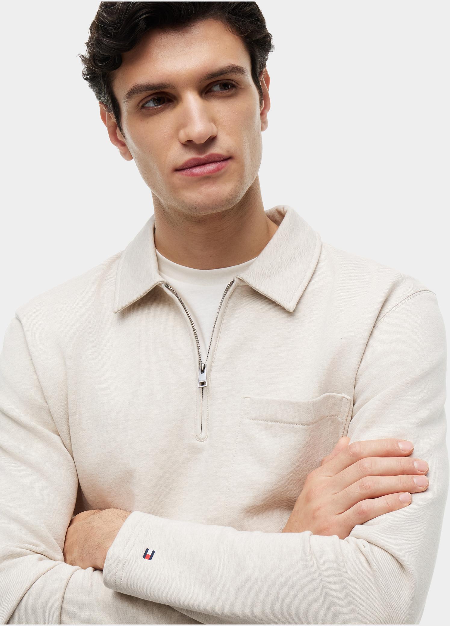Tommy Hilfiger Half Zip Beige ESSENTIAL TERRY POCKET 1/4 ZIP MW0MW43213/HGF