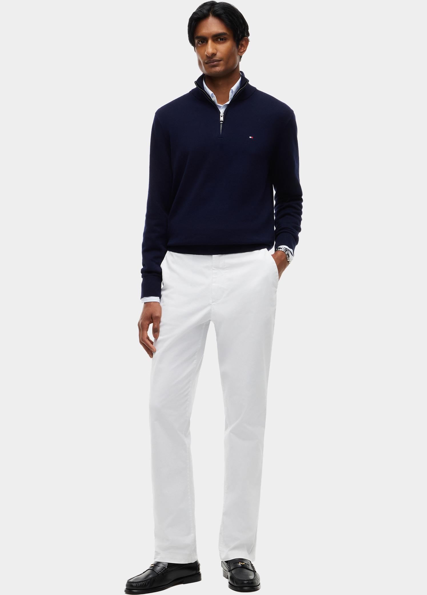 Tommy Hilfiger Half Zip Blauw PIMA ORG CTN CASHMERE ZIP MOC MW0MW28049/DW5