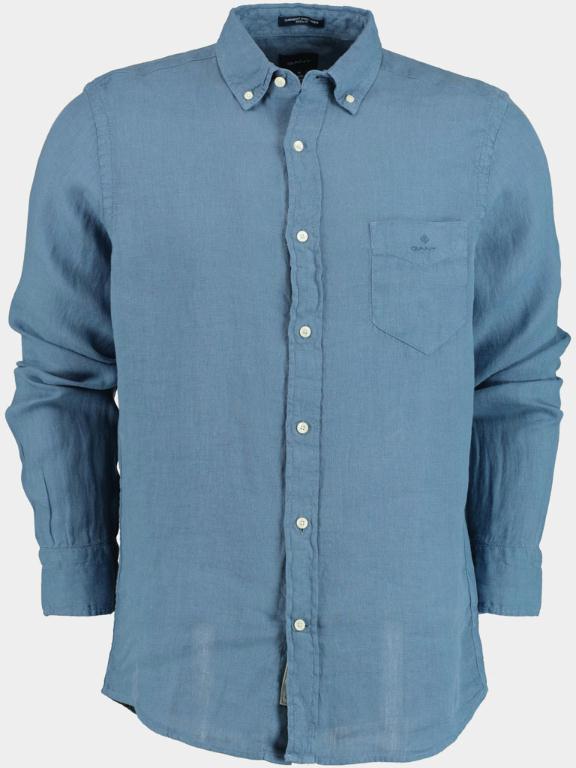 Gant Casual hemd lange mouw Blauw D2. Reg UT Gmnt Dyed Linen BD 3009560/464