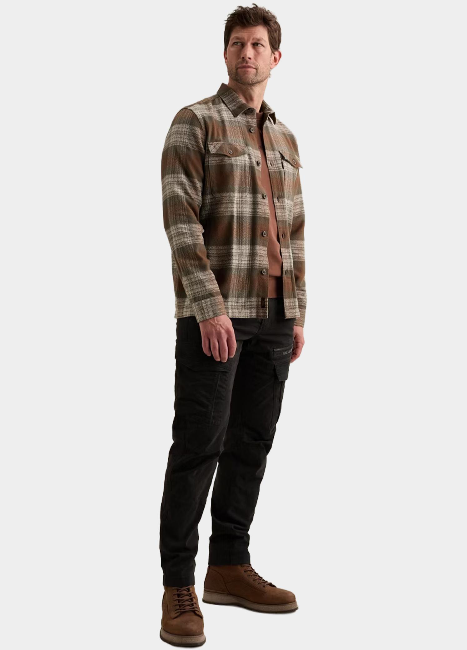PME Legend Overhemd heren Bruin Long sleeve shirt Shadow Grin PSI2609264/8168