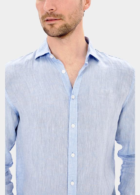 Blue Coast Overhemd heren Blauw 100% linnen, regular fit 118L/0015 celeste